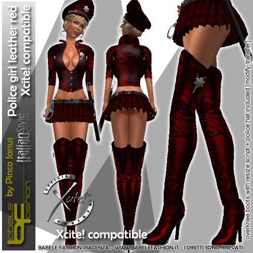 conf q costume police girl leater red