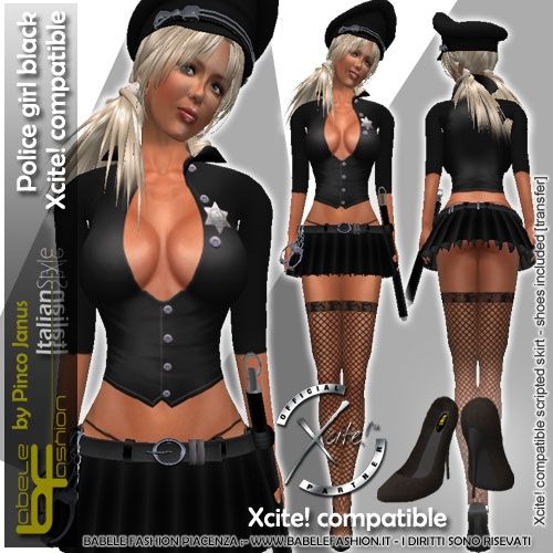 conf q costume police girl black